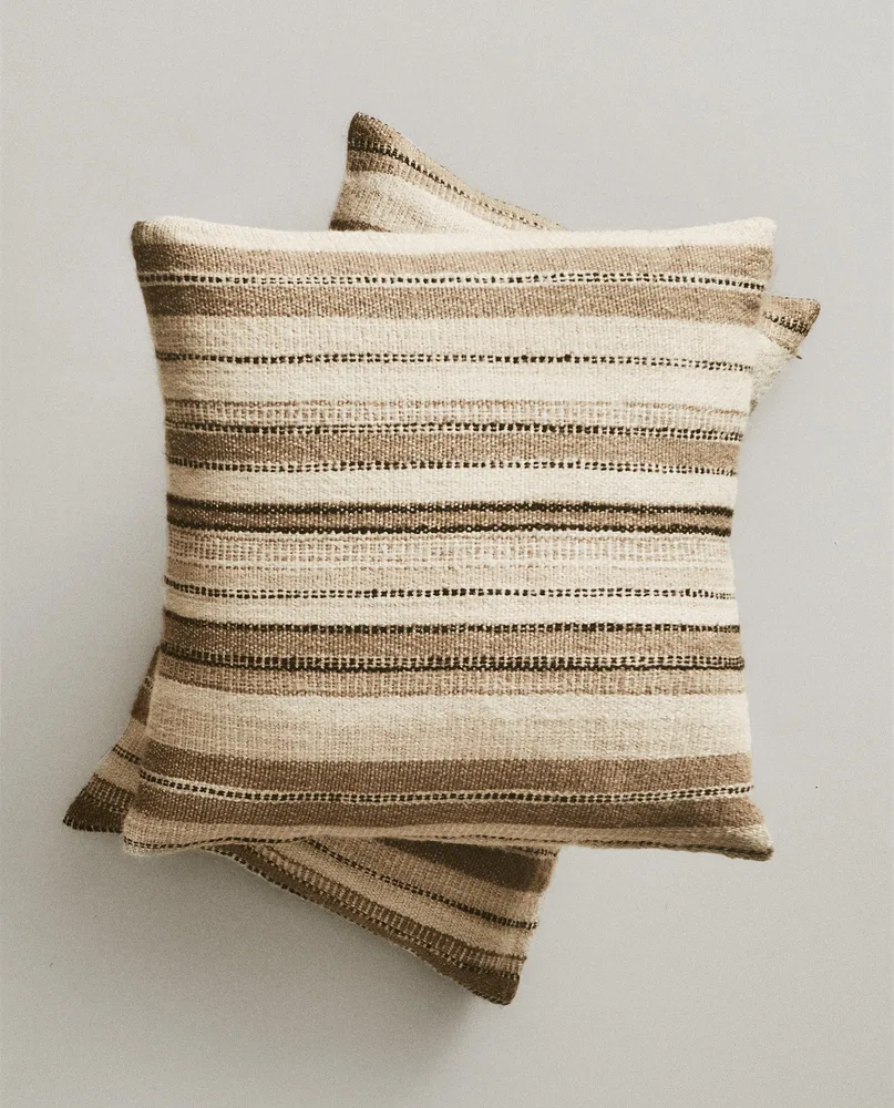 Zara Home наволочка декоративная из вискозы, бежевый, в полоску