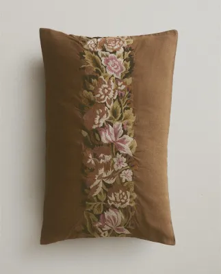Zara Home наволочка декоративная из льна, светло-бежевый, в полоску, 40x60 см