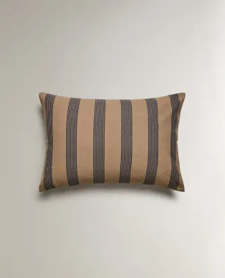 Zara Home наволочка декоративная из хлопка, светло-бежевый, в полоску, 50x75 см