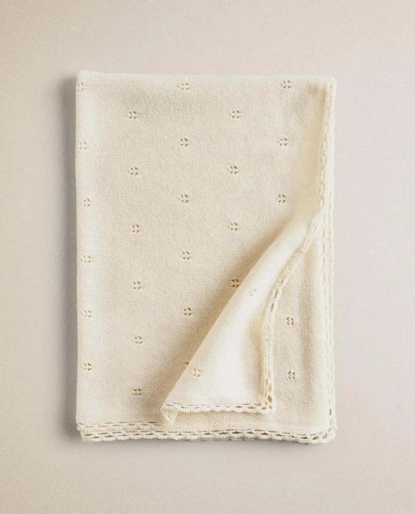 Zara Home плед детский из хлопка, оранжевый, 70x100 см