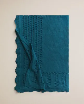 Zara Home плед детский из хлопка, синий, 70x100 см