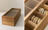 Zara Home чайница из дерева, цвет коричневый, 37 см — фото 1