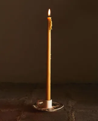 Zara Home Подсвечник из фаянса, цвет тёмно-зелёный, 16 см