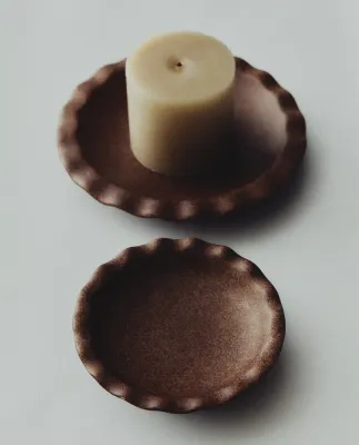 Zara Home Подсвечник из керамики, цвет коричневый, 13 см