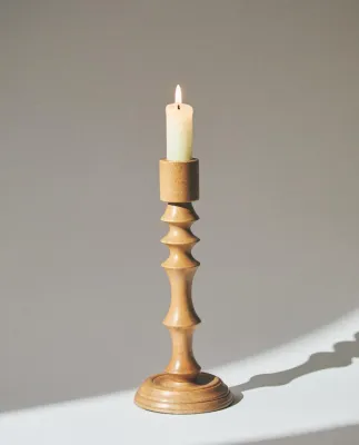 Zara Home Подсвечник из дерева, цвет бежевый, 22.5 см