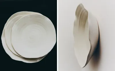 Zara Home Поднос из керамики, цвет кремовый, 31 см
