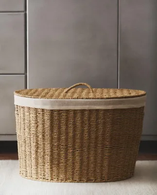 Zara Home Корзина из плетёной бумаги, цвет бежевый, 55 см