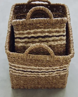 Zara Home Корзина из морской травы, цвет коричневый, 40 см · 6190/049
