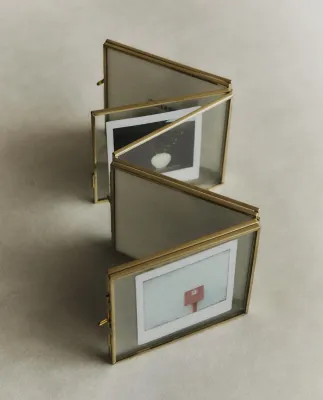 Zara Home Фоторамка из стекла, цвет золотой, 10.5 см