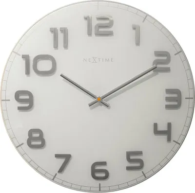 Настенные часы NeXtime Classy Large, стекло, 50 см, белые