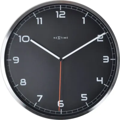 Настенные часы NeXtime Company, алюминий, 35 см, чёрные
