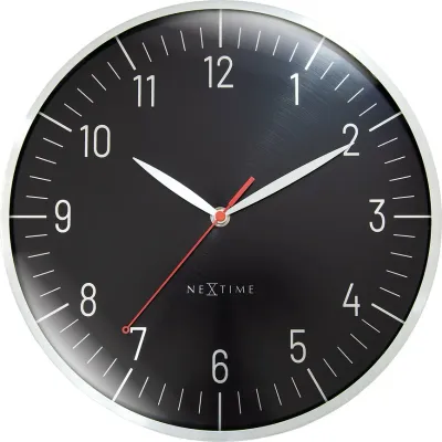 Настенные часы NeXtime Frankfurt, алюминий, 30,5 см, чёрные
