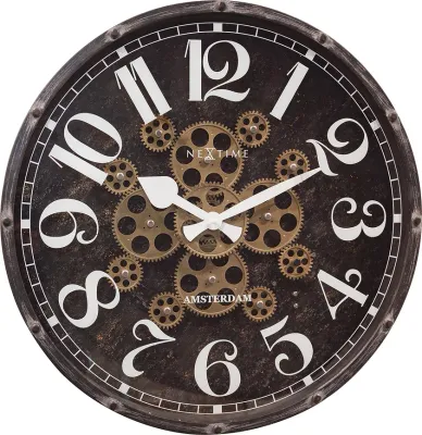 Настенные часы NeXtime Henry, металл, 50 см, коричневые