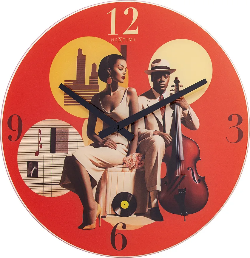 Настенные часы NeXtime Jazz, стекло, 43 см, разноцветные
