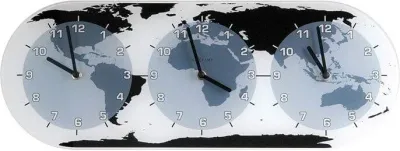 Настенные часы NeXtime Mondial, стекло, 50 19 см, чёрные