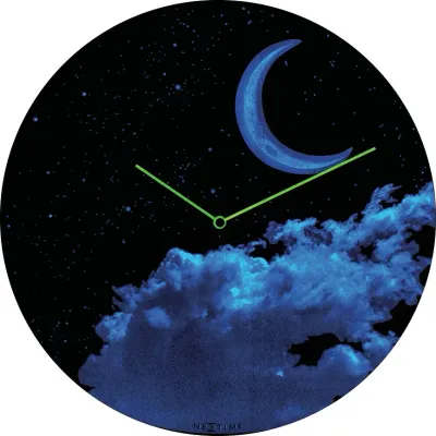 Настенные часы NeXtime New Moon Dome, стекло, 35 см, синие
