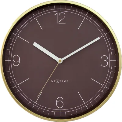 Настенные часы NeXtime Nova, алюминий, 30 см, коричневые
