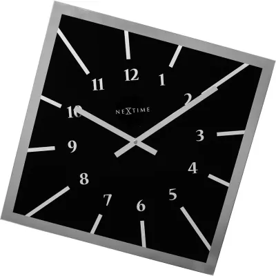 Настенные часы NeXtime Off Balance, стекло, 30 см, чёрные