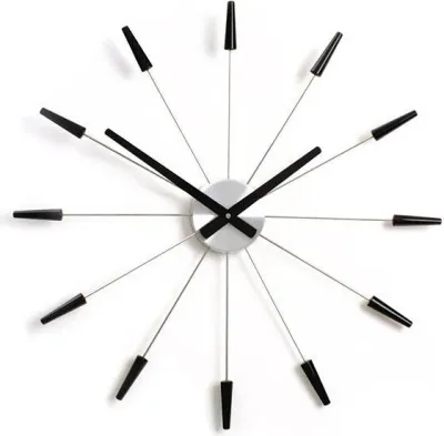 Настенные часы NeXtime Plug Inn, дерево, 60 см, чёрные