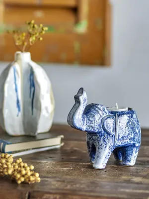 Подсвечник Bloomingville Oliphant, керамика, 8 14,5 см, синий