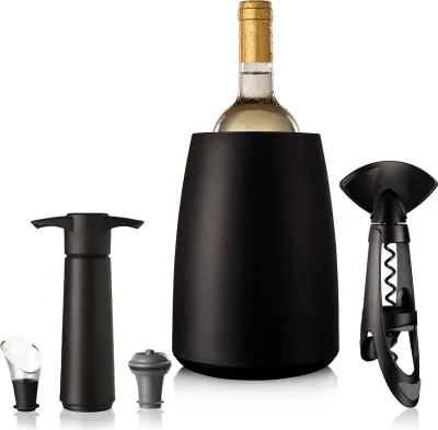 Набор винных аксессуаров Vacu Vin Elegant, 5 предметов, силикон, чёрный