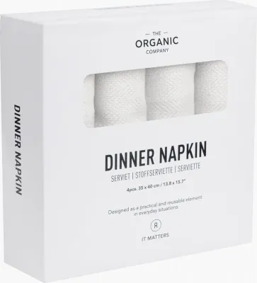 Набор тканевых салфеток The Organic Company Serwetki Dinner, 4 шт., хлопок, 40 35 см, белая