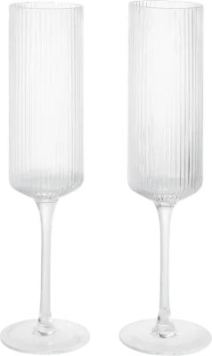 Набор 2 бокала Ferm Living, Ripple Flutes, стекло, прозрачный