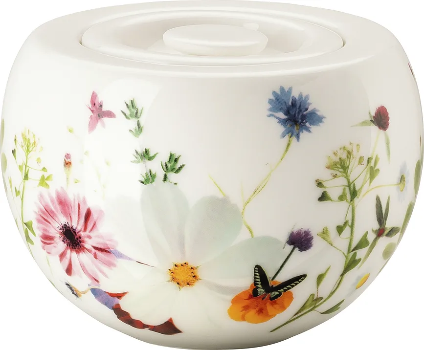 Сахарница Rosenthal Brillance Wiosenny Ogrod с крышкой, костяной фарфор, 10,5 см, белая