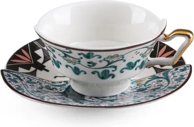 Чашка с блюдцем Seletti Hybrid New Era, 15 см, костяной фарфор