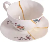 Чашка с блюдцем Seletti Kintsugi 2, фарфор, разноцветная — фото 1