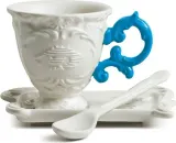 Чашка с блюдцем Seletti I-Coffee, фарфор, синяя — фото 1