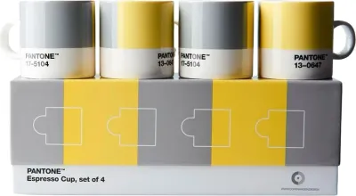 Набор кружек Copenhagen Design Pantone, 4 шт., 120 мл, фарфор, серый