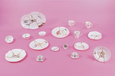 Блюдо сервировочное Seletti Patera Kintsugi 1, круглое, фарфор, 21 см
