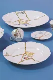 Блюдо сервировочное Seletti Patera Kintsugi 2, круглое, фарфор, 21 см, белое — фото 1