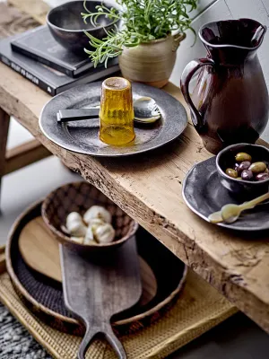 Тарелка закусочная Bloomingville Linne, каменная керамика, 23 см, коричневая