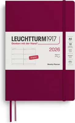 Блокнот Leuchtturm 1917, 2026 EN, A5, красный