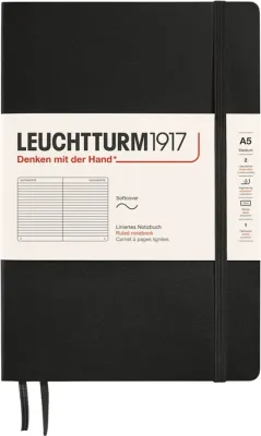 Блокнот Leuchtturm 1917, y, A5, в линейку, чёрный