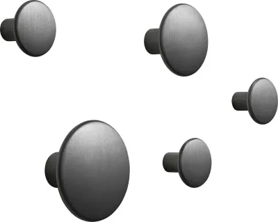 Крючок для дома Muuto Dots Metal, нержавеющая сталь, чёрный, на 5 крючков