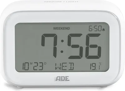 Настольные часы ADE z termometrem, пластик АБС, 3,8 11 см, белые