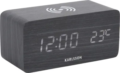 Настольные часы Karlsson Block LED z ladowaniem indukcyjnym, МДФ, высота 7,1 см, чёрные