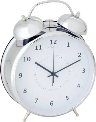Настольные часы NeXtime Wake Up, металл, 23 см, серебристые
