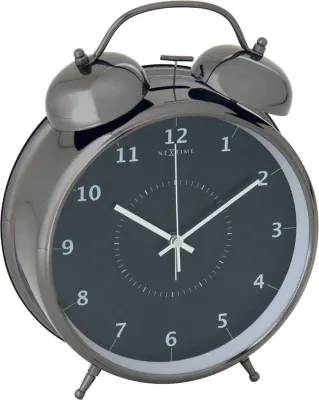 Настольные часы NeXtime Wake Up, металл, 23 см, чёрные