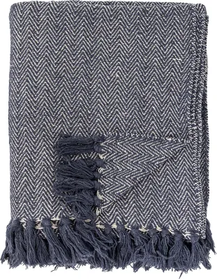 Плед Bloomingville Herringbone, хлопок, 130 160 см, серый