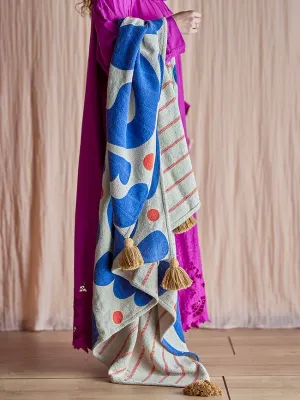 Покрывало Bloomingville Eviaya, хлопок, 130 160 см, синий