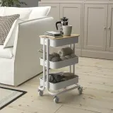IKEA RÅSKOG (ИКЕА РОСКОГ) — Столик на колёсиках, белый 28x38x61 см — фото 3
