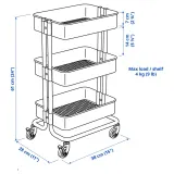IKEA RÅSKOG (ИКЕА РОСКОГ) — Столик на колёсиках, белый 28x38x61 см — фото 6