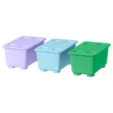 IKEA GLIS (ИКЕА ГЛИС) — Коробка с крышкой, зелёный сиреневый/синий, 17x10 см — фото 1