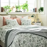 IKEA NÅLBJÖRNBÄR (ИКЕА НОЛБЙЁРНБЭР) — Пододеяльник и наволочка, белый серо-зелёный/цветочный узор 150x200/50x60 см — фото 3