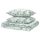 IKEA MATTOXBÄR (ИКЕА МАТТОКСБЭР) — Пододеяльник и 2 наволочки, бледно-голубой/цветочный узор 200x200/50x60 см — фото 1