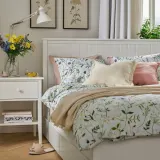 IKEA MATTOXBÄR (ИКЕА МАТТОКСБЭР) — Пододеяльник и 2 наволочки, бледно-голубой/цветочный узор 200x200/50x60 см — фото 3